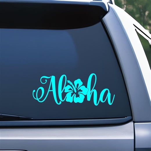 Aloha Decal, Hibiscus Flower, Hawaiian Tropical Decal - Etsy