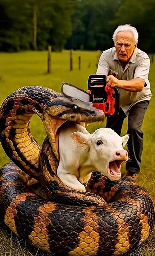 Massive Python Captures a Cow… The Ending Will Shock You! #shorts