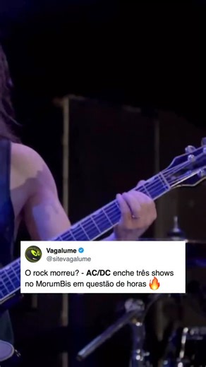 O AC/DC vai fazer três shows em São Paulo no MorumBis e esgotou os ingressos em poucas horas. A banda se apresenta nos dias 24 e 28 de fevereiro, e no dia 4 de março. A última vez que os australianos estiverem no Brasil foi em 2009, quando também fizeram show lotado no MorumBis. Pretende comparecer em alguma das datas? Conta pra gente! #ACDC #Rock #AngusYoung #BrianJohnson | Vagalume
