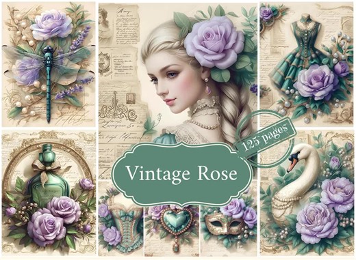 Spring Junk Journal Kit:vintage Rose Shabby Chic Scrapbook Pages (digital Download) - Etsy