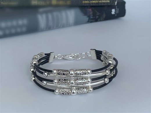 Beaded Boho Bracelets, Charm Bracelet, Gift, Boho, Beaded Jewelry, Bracelet for Women, Leather Bracelet, Black Multi Strand - Etsy