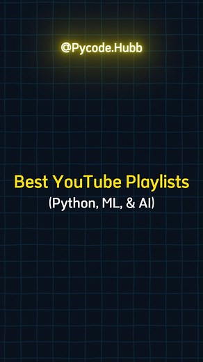 Akash • Python & Tech Enthusiast 🚀 on Instagram: "Best YouTube Playlist to Learn Python, Machine Learning, Artificial Intelligence. .. Comment "Link" and I will share these playlists with you in Your DMs. .. 📒 | Complete Python guide + 99 Projects 🔗 | Link in the Bio .. .. Follow @pycode.hubb for more Follow @pycode.hubb for more .. .. Turn on post notifications for more such posts like this .. .. #pythonhub #pythonquiz #pythonlearning #pythonprogramming #pythondeveloper #python3 #programming
