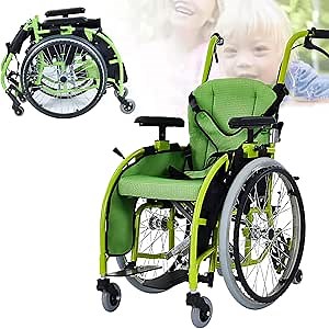 Pediatric Wheelchair for Children, Lightweight Self-Propelled Wheelchairs for Cerebral Palsy Kids, Foldable Transport Chair W/Flip-Back Armrest & Swing-Away Footrest, 220LBs Weight Capacity,Seat Widt