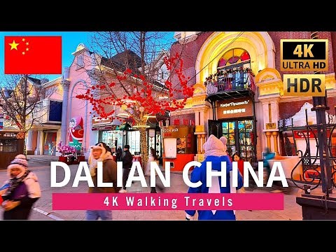 4K CHINA WALK 🇨🇳 Winter Dalian Downtown 1 Hour Walking Tour - Dec 2024