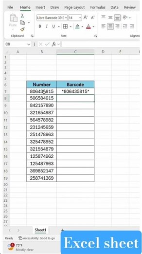 How Convert Numbers to Barcode in Excelsheet (Step-by-Step Tutorial)#excel #exceltricks#excavators