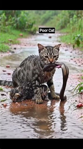 Mother Cat vs Snake 🐱 | Brave Cat Saves Her Kittens | Unbelievable Real Fight