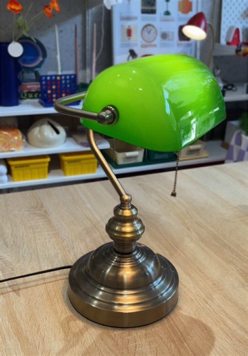 Brass Bank Lamp: Ideal for Reading Spaces