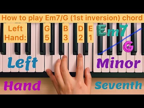 Piano Lesson 185: How to play Em7/G (1st inversion) chord with the left hand play along tutorial