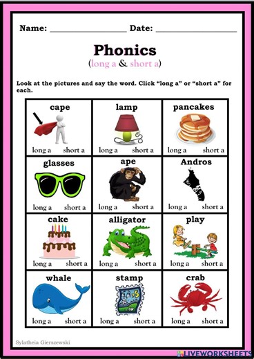 Long and Short A exercise