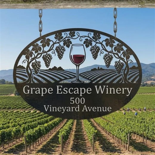 Custom Winery Metal Sign, Personalized Vineyard Sign, Grape Wall Art, Wine Lover Gift, Outdoor Business Sign - Etsy