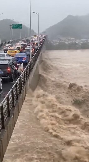 837K views · 1K reactions | The Destruction of a Key Bridge Span Halts Traffic and Creates a Massive Barrier Across the Deeply Flooded River. #fblifestyle | Alone Feel | Facebook