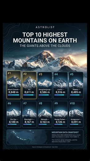 Top 10 most highest mountains on Earth