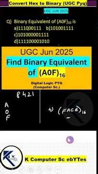 hex to binary conversion | digital logic : numbersystem UGC CS PYQ #shorts #digitallogic