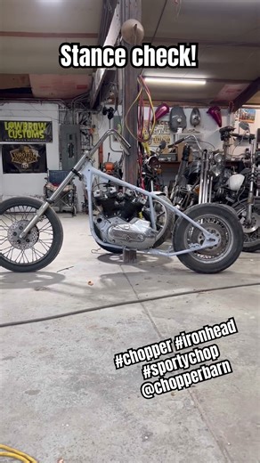 Ground level for mock-up stance check. #choppers #ironhead #mockup