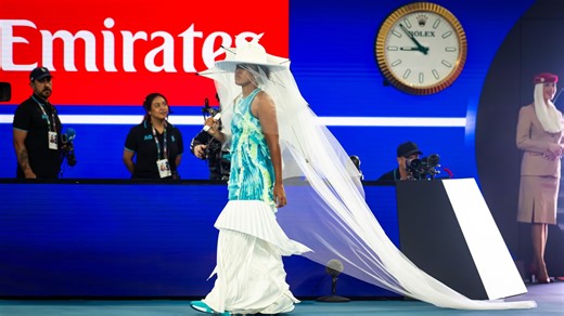 Naomi Osaka makes grand entrance and big fashion statement at Australian Open