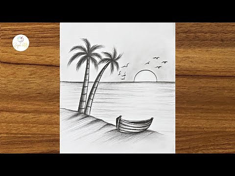 Easy Landscape drawing || Scenery drawing for beginners || Pencil drawing in circle step by step