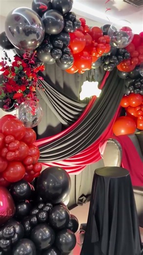 Red and black Birthday Set Up! #redandblacktheme #eventstyling #balloongarland #birthday #shorts