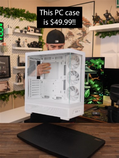 This PC case is $50! @nzxt S5 RGB! #pc #pcgaming #gamingpc #NZXT The NZXT S5 RGB is a mid-tower ATX PC case that comes in at $50. With support for up to 10 fans total, a 360mm radiator, and huge GPU's, it's a no brainer for anyone looking to buy a case! It features a panoramic glass design with a pre-installed 360mm reverse blade RGB fan on the side for intake. It also has all tool-less panels and a front I/O carrying USB-C, two USB-A, and a headset jack. It's available in white and black and th