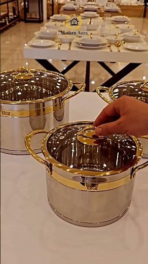 Modern Aura Luxury golden Cookware Set | Gold Handle Design#kitchendecor #sufrahome