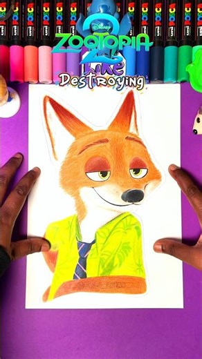🤯Destroying My Drawing Of ✨️Nick Wilde✨️ From Zootopia 2 #shorts #drawing #draw #art #zootopia