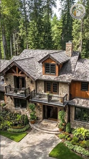 Rustic Luxury Forest Home | Cozy Stone House Design | Aura Nest Living #Shorts