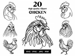 Chicken Line Art SVG Clipart: Minimalist Farmhouse Design (digital Download) - Etsy