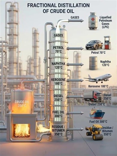 🛢️ CRUDE OIL REFINING: FRACTIONAL DISTILLATION EXPLAINED 🛢️