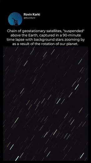 90 minute time lapse with background stars zooming by as a result of the rotation of our planet