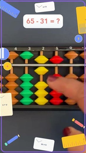 Subtract 2-Digit Numbers with Soroban 🧮 | 65 - 31 = 34