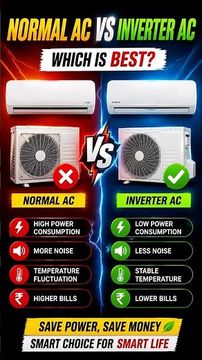Normal AC vs Inverter AC | Which AC is Best? | Real Difference Explained in 30 Seconds 😱🥶