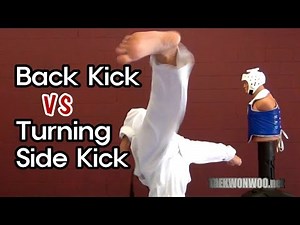 Taekwondo Back Kick VS Turning Side Kick Tutorial | TaekwonWoo How to
