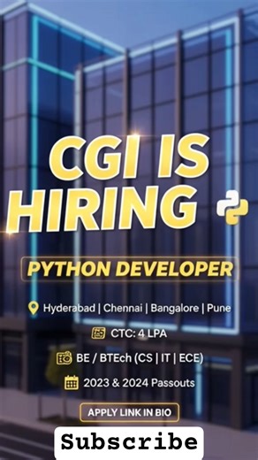 CGI is hiring for python developer apply fast link in bio