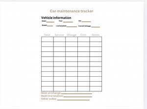 Car Maintenance Tracker | Vehicle Service Log | Auto Record (digital Download) - Etsy