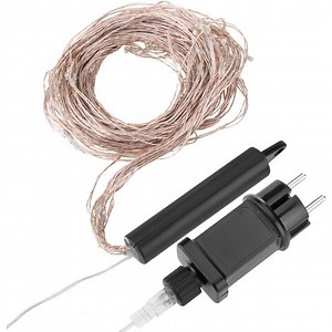 PrimeMatik - Rideau cascade à LED de 2 m de long avec 200 LED multicolores et avec un câble argenté et en nylon résistant à l'extérieur