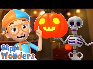 Blippi Wonders - Blippi Meets Bones The Skeleton! | Blippi Animated Series | Cartoons For Kids