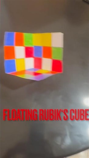 Levitating Rubik’s cube 3-D optical illusion art