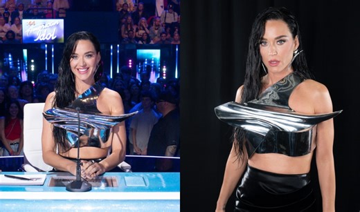 Katy Perry Nearly Suffers a Wardrobe Issue in Custom Kate Barton Top During ‘American Idol’ Taping