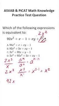ASVAB/PiCAT Math Knowledge Practice Test Question: Exponents #acetheasvab with #grammarhero