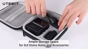 UTEBIT Carrying Case for DJI Osmo Nano and Accessories, Storage Bag Travel Outdoor Vlogging PU Hard Shell Portable Cover Protector Carrying Case for DJI Osmo Nano Standard Combo Accessory, Black