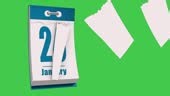 Green screen Calendar dates turning page animation. Calendar January...