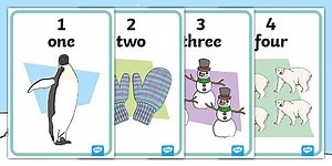 Winter Themed Number Posters with Words & Numbers (1-10)