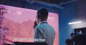 Flight director controlling Mars research vehicle remotely