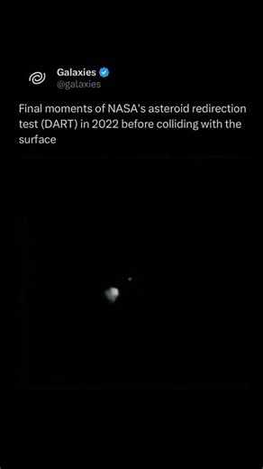 On September 26, 2022, the DART spacecraft intentionally crashed into Dimorphos at a speed of about 6.6 kilometers per second (15,000 miles per hour). This collision was successful, and NASA later confirmed that the impact shortened Dimorphos’ orbital period around Didymos by 32 minutes—from 11 hours and 55 minutes to 11 hours and 23 minutes. This change in orbit exceeded NASA’s minimum goal of altering the orbit by at least 73 seconds. The significant deviation demonstrated that it is indeed po