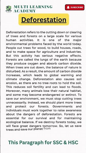 Deforestation Paragraph for SSC, HSC & any Job Exam #paragraphwriting #writingskills