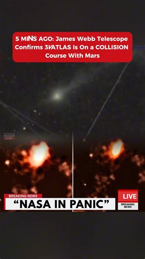 8.4K views · 117 reactions | 5 MINS AGO: James Webb Telescope Confirms 3I/ATLAS Is On a COLLISION Course With Mars #news #footage #nasa #science #trending #ufo #alien #ufos #interstellarobjects #oumuamua #2IBorisov #interstellarvisitors #3IATLAS #asteroid #update #science #fyp #fypvideo | Haji Mangoen | Facebook
