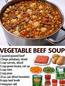 Best Ever Easy Vegetable Beef Soup Full recipe in the first comment 👇” | Grandma's Recipes