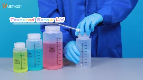 8oz Wide Mouth Plastic Bottles with Airtight Lids, Graduated Food Grade Leak Proof PP Containers Jars for Water Sample Lab Reagent Liquid Medicine Storage (Translucent, 3 Pack)