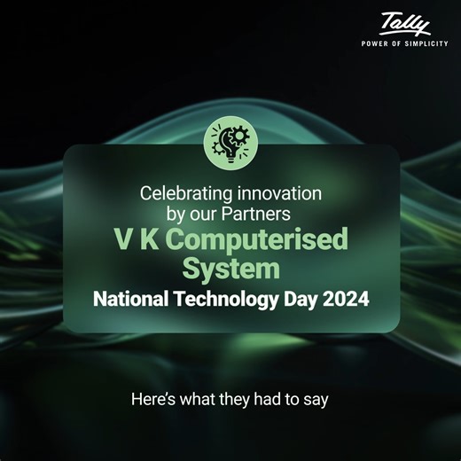 Innovations like these make us proud to call V K Computerised System our partner. Watch to see how they helped make the lives of their customers simpler. Stay tuned for the next Tally Partner’s innovative customisation. #NationalTechnologyDay #Technology #TechnologyDay #TallySolutions #TallyPartners | Tally Solutions