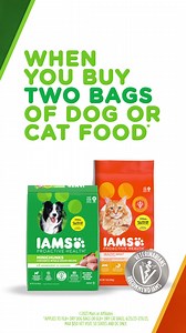 We’ll help cover your annual vet visit when you purchase two bags of IAMS dry dog or cat food! | IAMS