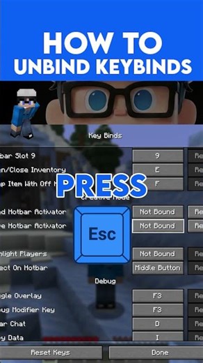 How to Unbind Keybinds in Minecraft Tutorial #minecraftshorts